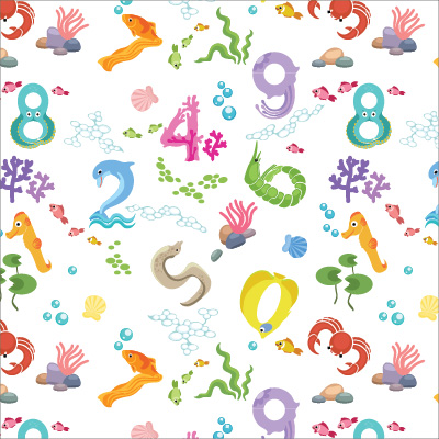 🔢 Кръгъл пуф "Морски числа"