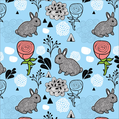 🐰 Пуф Възглавница "Зайчета и цветя"