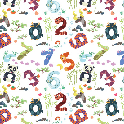 🔢 Пуф Възглавница "Цифри и животни"