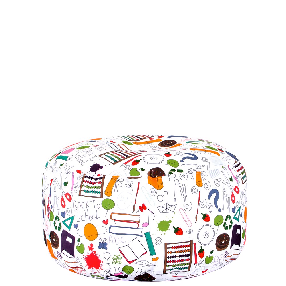 📚 Кръгъл пуф "Училищен Колаж"