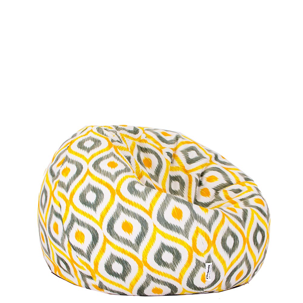 💛 Пуф Ябълка "Жълт Икат"