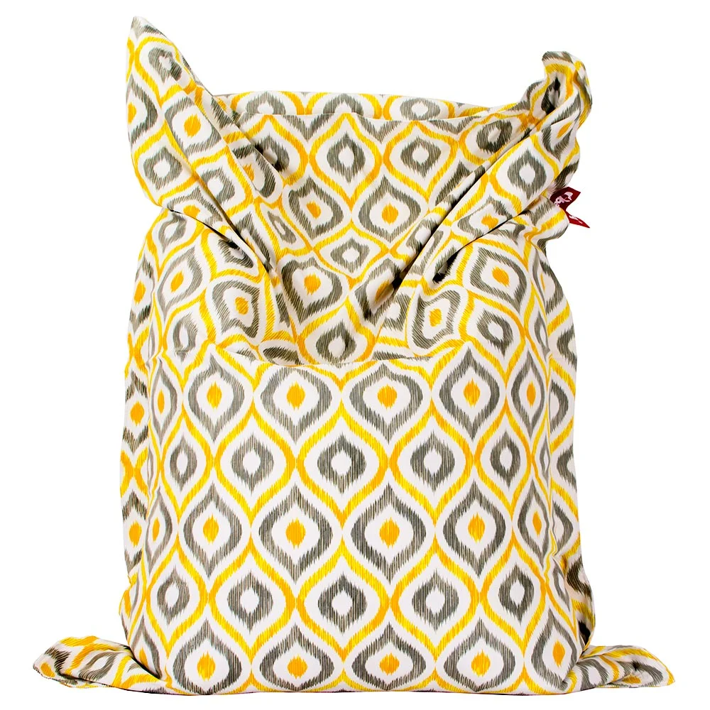💛 Пуф Възглавница "Жълт Икат"