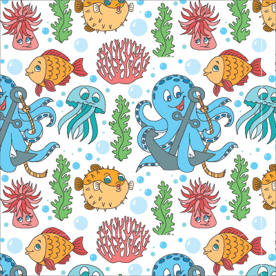 🐙 Пуф Възглавница "Морски приятели"