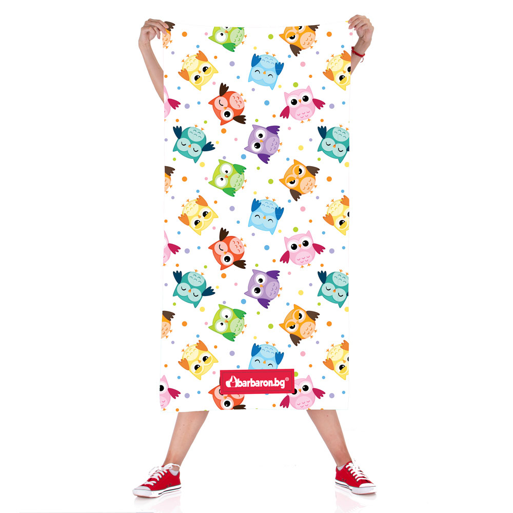Плажна кърпа "Цветни бухали"